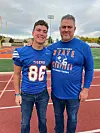 Brian and his son, Michael, at Willie Chavez Memorial Stadium December 2021 after Los Lunas High School’s first state football championship win.