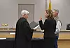 Los Lunas Magistrate Judge Avilio Chavez swears in Sonya C'Moya to the Los Lunas Board of Education on, Tuesday, Jan. 7.