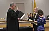 Valencia County Magistrate Judge John R. Chavez swears in David Vickers to the Los Lunas Board of Education on, Tuesday, Jan. 7.