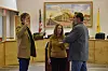 Mike Montoya, right, is sworn in to the Valencia County Flood Control District Board of Directors on Monday night, Jan. 8 in Los Lunas.