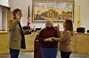 Brenda Hume, right, is sworn in to the Valencia County Flood Control District Board of Directors on Monday night, Jan. 8 in Los Lunas.