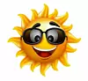 Summer Sun Face with sunglasses and Happy Smile. Vector Illustration
