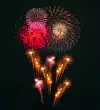 Colorful fireworks explosion on the black background